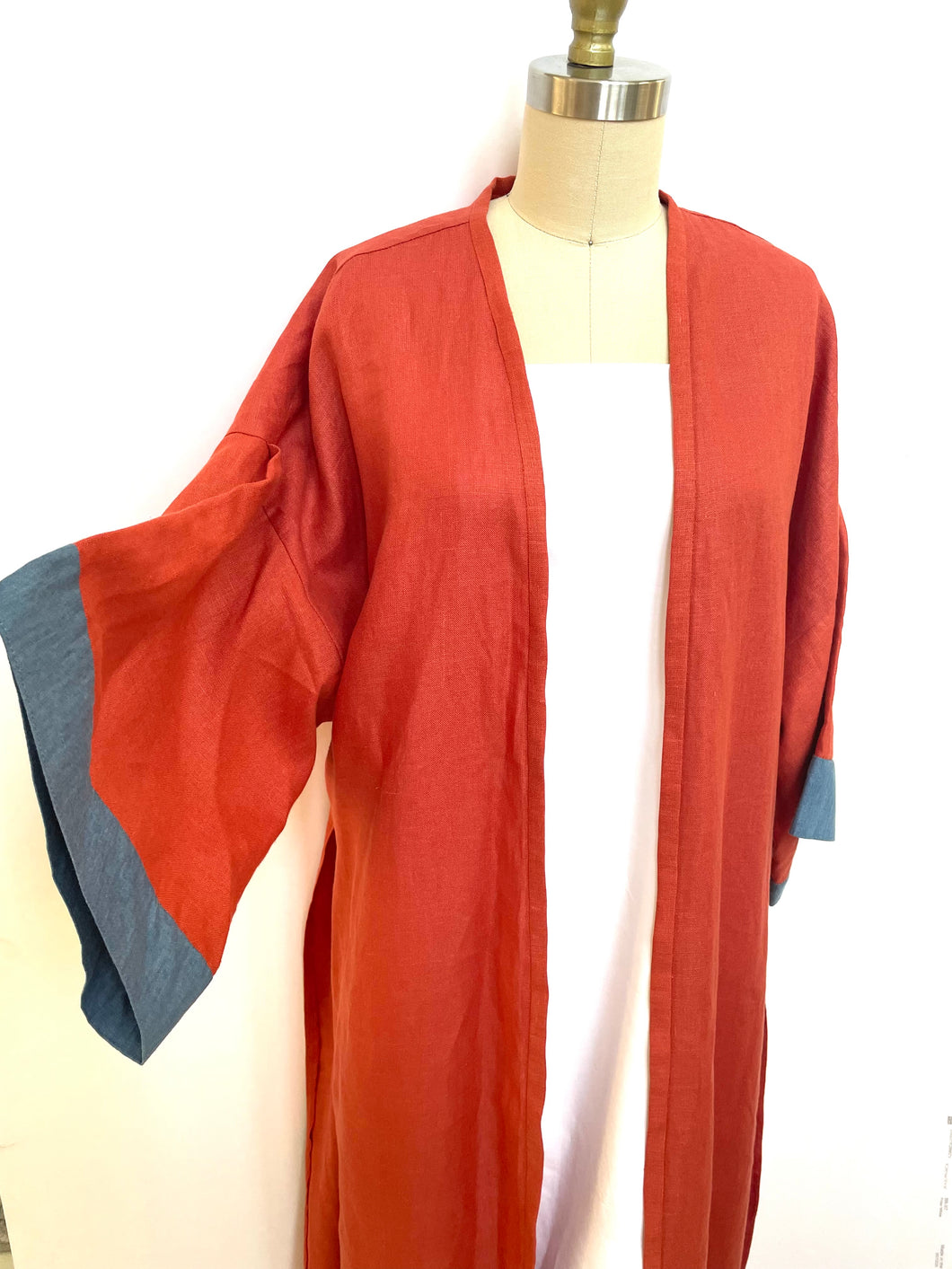 Cozumel Kimono Burnt Orange/ Denim Blue