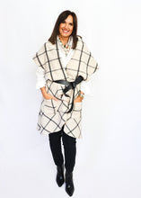 Load image into Gallery viewer, Malta Cape Vest - Ivory/Black Checkered
