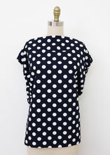 Load image into Gallery viewer, Ostuni Top - Navy/White Dots
