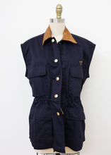 Load image into Gallery viewer, The Reborn Vest Jacket - Navy/Brown Floral
