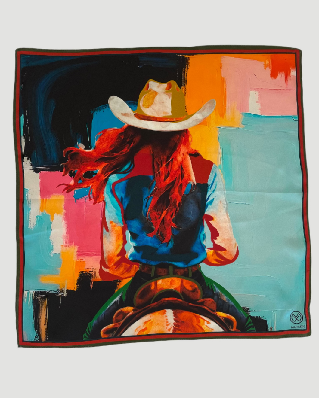 Bermeo Scarf Silk - Riding Cowgirl