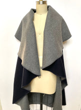 Load image into Gallery viewer, Copy of Malta Cape - Italian Dual Sided Wool - Navy/Grey
