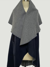 Load image into Gallery viewer, Malta Cape - Italian Dual Sided Wool - Navy/Grey
