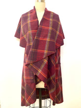 Load image into Gallery viewer, Malta Cape Vest - Burgundy Checkered Long
