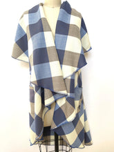 Load image into Gallery viewer, Malta Cape Vest - Blue Checkered Long
